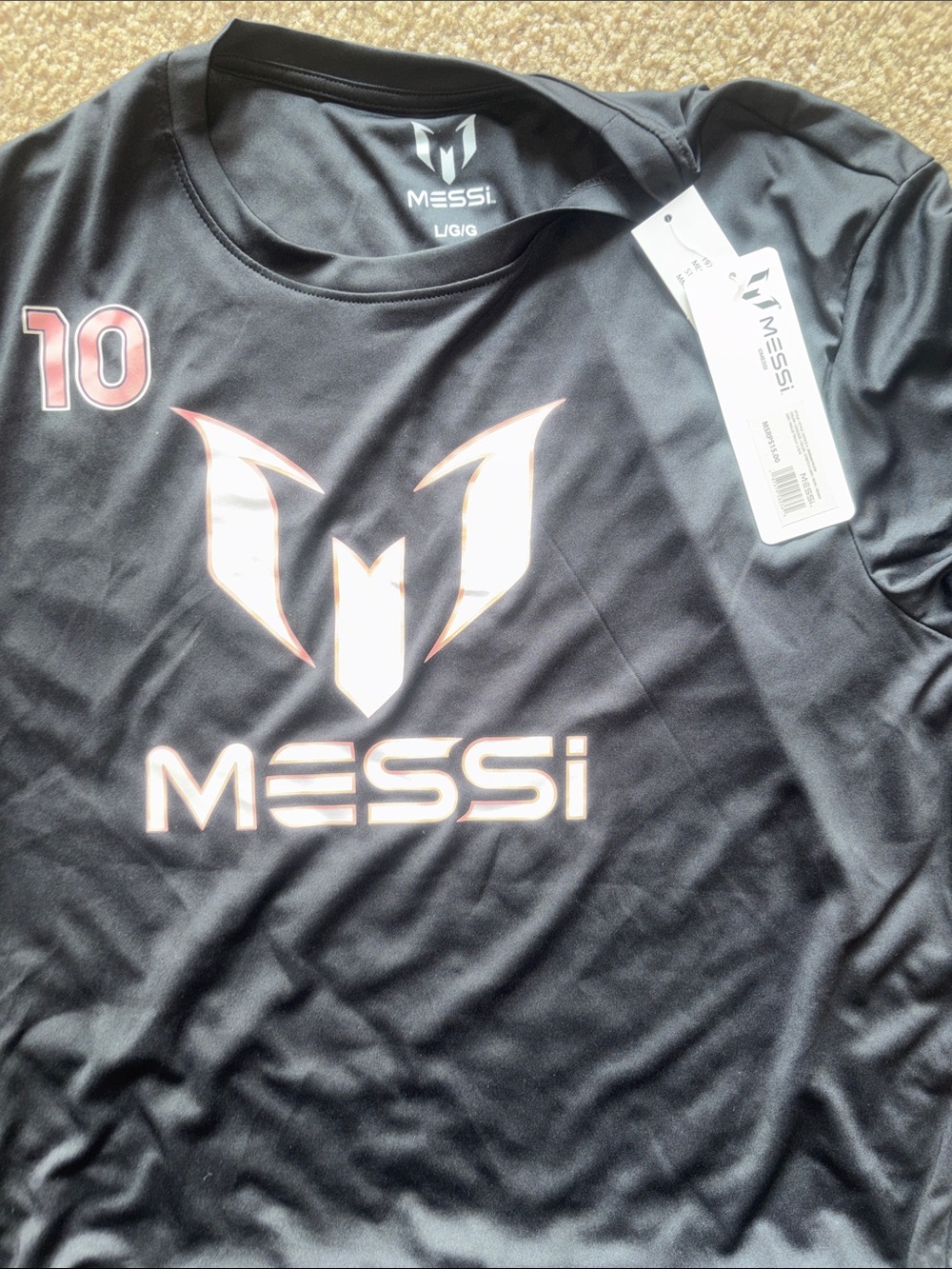 Messi Kids' Black Short Sleeve Tee with Number 10